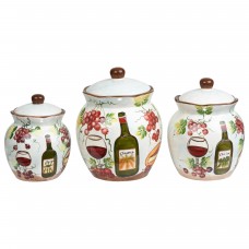 Lorren Home Trends Grape Ceramic Deluxe 3 Piece Kitchen Canister Set LHT1749